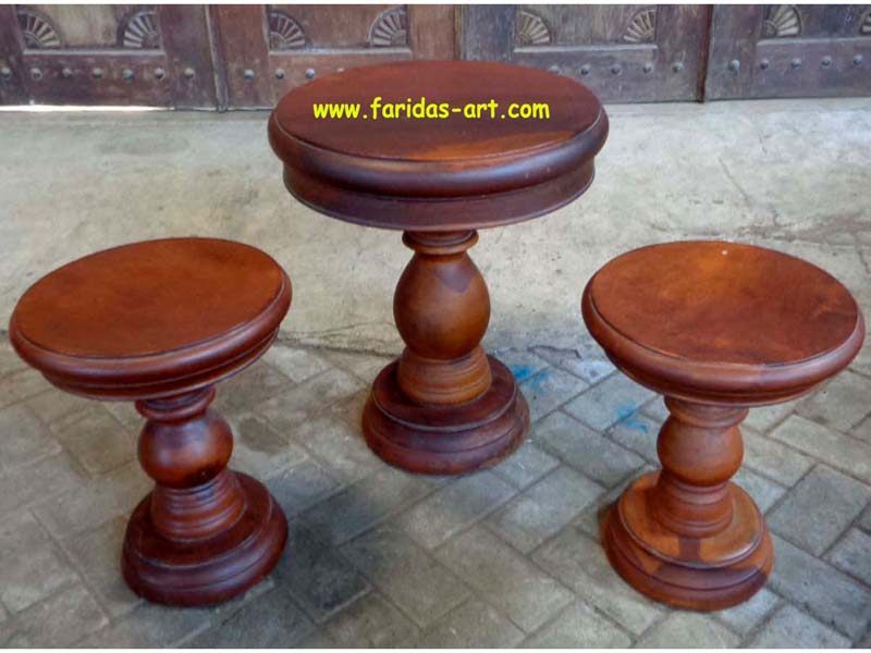 Meja Kopi Set-Bubut Polos